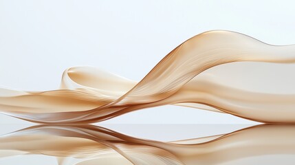 Poster - Surreal mocha mousse waves flowing across reflective surface abstract art tranquil environment aesthetic viewpoint