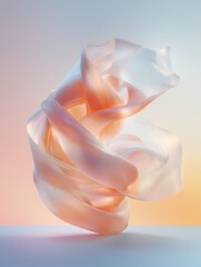 Poster - Surreal design of peach fuzz ribbons intertwining abstract art soft pastel colors studio environment dreamlike perspective