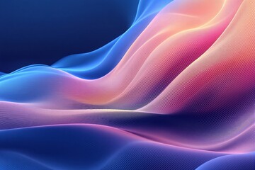 Poster - Abstract colorful waves with gradient hues on a blue background.