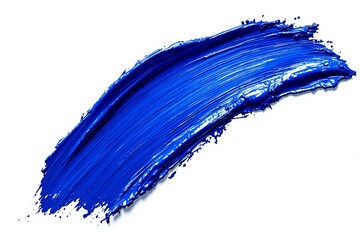 Poster - Bright blue paint stroke on a white background.