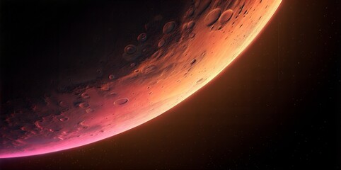 Wall Mural - reddish planet mars crater space astronomy surface feature canyons iron oxide red color