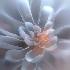 Aufkleber - An airy composition of a light blue flower with soft orange light and flowing lines