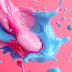 Poster - A delicate composition in pastel shades of pink and blue. Smooth shapes with the addition of drops and splashes create a sense of calm and airiness, and the colors blend into a harmonious fabric