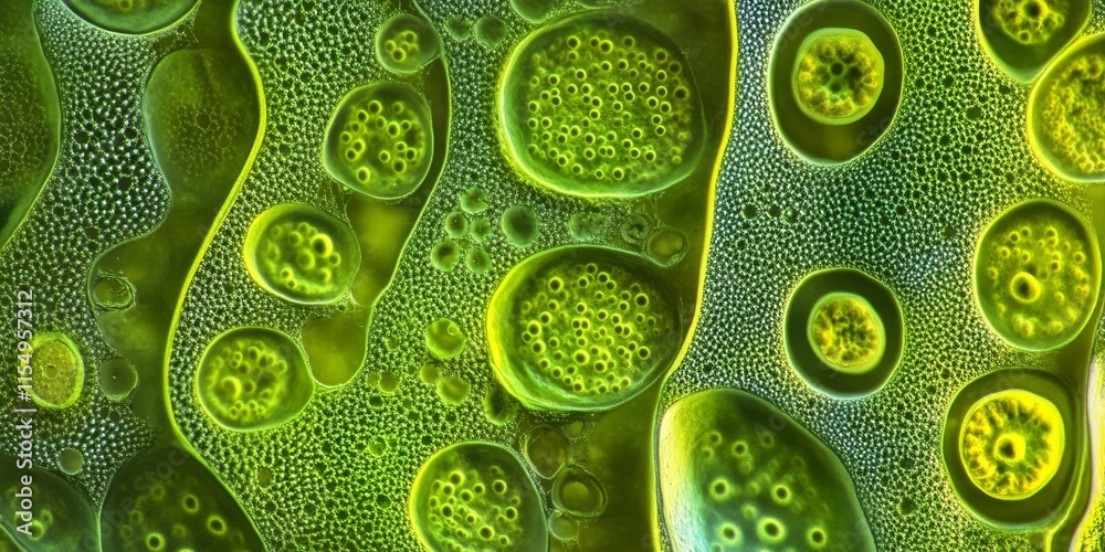 Live cell image of freshwater microalgae, specifically Botryococcus sp ...
