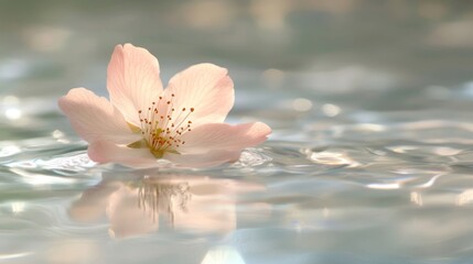 Poster - Delicate Pink Blossom Floating Gently On Water