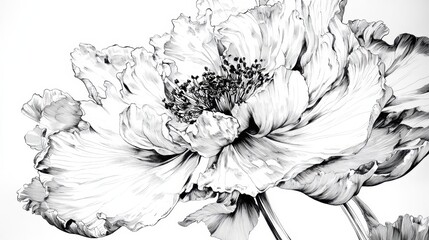 Poster - Black line art of a rose in full bloom, drawn in a flowing, uninterrupted stroke on a white background.
