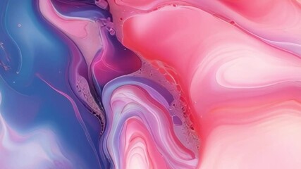 Fototapete - Abstract animation with colorful waves and swirling streams of pink, red and blue hues that create a psychedelic background effect