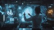© marfuah - Man interacting with a futuristic holographic interface, showcasing data analysis and technological advancements.