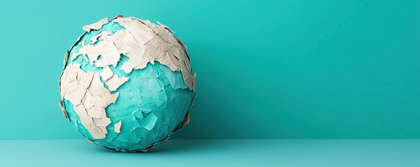 Wall Mural - political crisis legislation concept. teal globe with textured surface and map details on a solid ba