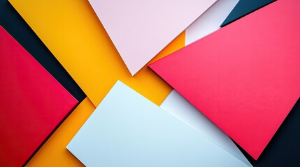 Poster - Colorful Geometric Shapes Arrangement on a Black Background