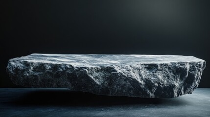 Poster - Floating Rock on Dark Background with Dramatic Lighting Effects