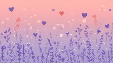 Poster - A gradient lavender and pink background with subtle floral designs and hearts.