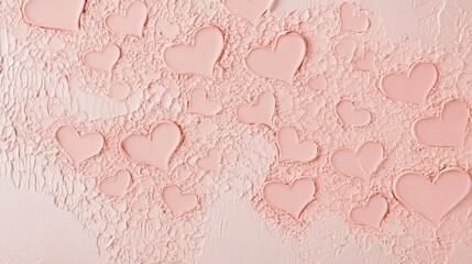 Poster - A soft blush pink background with textured patterns of tiny hearts.