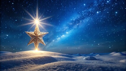 Wall Mural - Glowing Star Over Snowy Landscape at Night