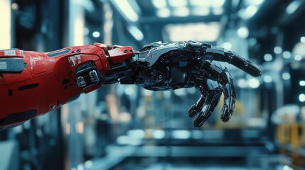 Poster - Robotic Hand Reaching Out in Futuristic Technology Environment