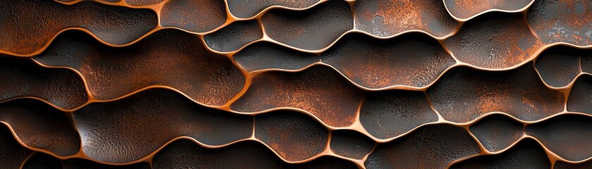 Poster - A close-up of textured metal surface showcasing intricate waves and organic patterns.