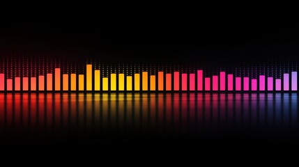 Poster - Colorful Sound Wave Visualization with Reflection on Dark Background