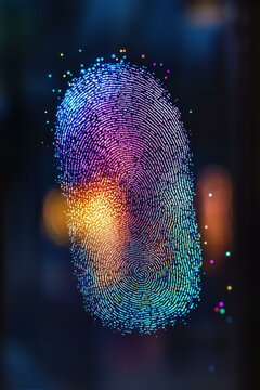 Colorful fingerprint pattern. AI.