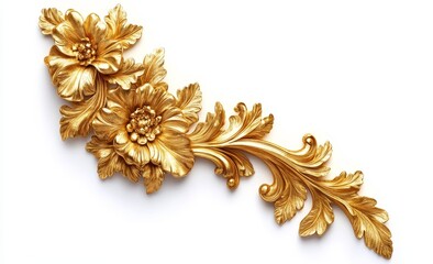 Wall Mural - Golden floral ornament, ornate design element.