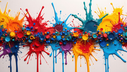Poster - Colorful paint splatters forming unique creative patterns.