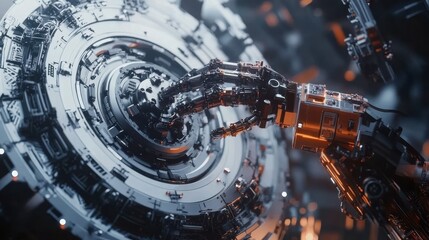 Poster - Futuristic Robot Hand Manipulating Advanced Technological Machinery