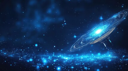 Wall Mural - stunning cosmic spiral galaxy in vibrant blue starry background