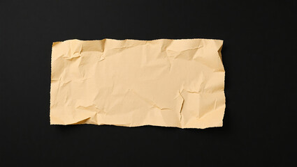 Poster - Wrinkled Beige Paper on Black Background. Blank Paper Texture for Mockup