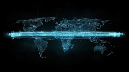 Poster - Global Connectivity With Futuristic World Map Visualization