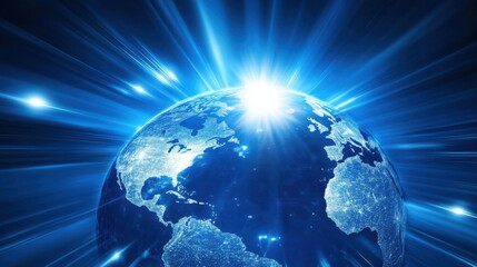 Wall Mural - Stunning Earth with Radiant Light and Beautiful Blue Atmosphere
