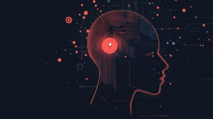 Poster - Futuristic Artificial Intelligence Profile with Circuit Design Elements