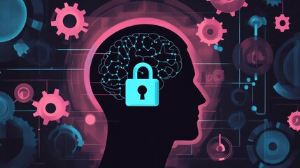 Poster - Abstract concept of security and technology with brain illustration