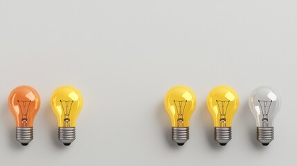 Poster - Lit Light Bulbs Representing Innovation Creativity and Bright Ideas on Minimalistic Background