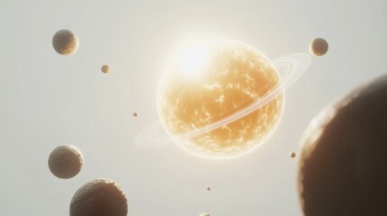 Wall Mural - celestial bodies and radiant star in cosmic scene of space