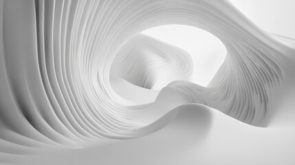Poster - Abstract 3D Curved Patterns in Minimalist White Environment