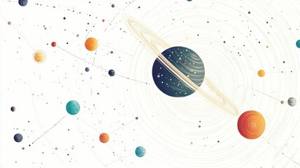 Wall Mural - colorful illustration of planets and stars in cosmic space
