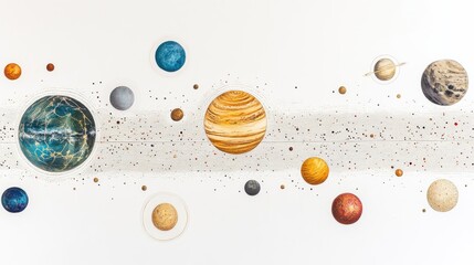 Wall Mural - colorful solar system illustration with planets and stars arrangement