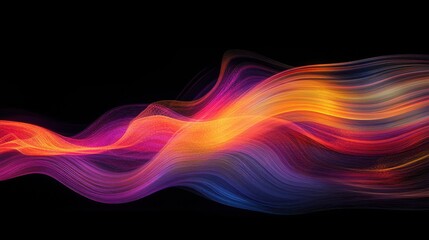 Poster - Colorful Abstract Wave Patterns on Dark Background for Artistic Design