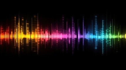 Poster - Colorful Sound Wave Visualization on Black Background