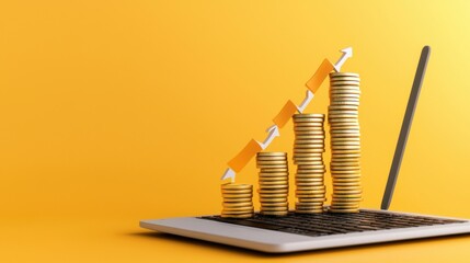 Poster - Financial Growth and Data Analytics Concept Displayed on Laptop Screen
