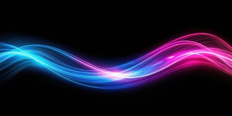 Wall Mural - Wave of light on black background with blue and pink wave , light, wave, black background, blue, pink, abstract