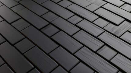 Poster - Sleek Geometric Mosaic of Interlocking Rectangular Tiles in Dark Monochrome Tones