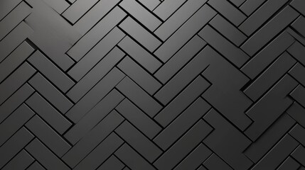 Poster - Sleek Geometric Herringbone Pattern in Dark Monochrome Tones Creating Striking Abstract Architectural Backdrop