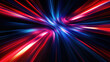 © 沈军 贡 - Abstract background with speed motion blur light trails on dark blue, red, and orange color