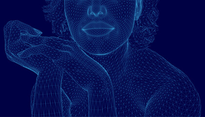 Poster - Blue image of a person with a blue background.