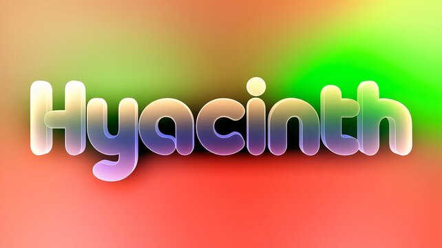glowing render of name Hyacinth with vibrant background colors
