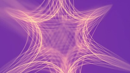 Aufkleber - Abstract digital seamless loop animation of a geometric figure with flowing shapes created by thin pink lines glowing with soft light on a purple background. Modern and futuristic style. 3d rendering