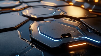 Fototapete - Abstract Futuristic Hexagonal Technology Background