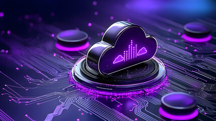 Poster - Futuristic Cloud Computing Concept with Purple Abstract Design