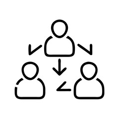 Wall Mural - mutual collaboration, exchange of experience, mutual assistance outline icon. line sign three human 