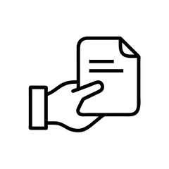 Wall Mural - Thin Outline Icon Sheet of Paper or Document in a Person's Hand. Such Line sign as Request, Submission of Documents.
